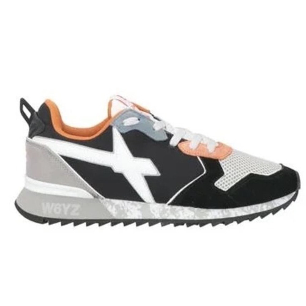 W6YZ Jet-M Mens Sneakers Black Grey White Orange Ultra Lightweight Sole Size 10